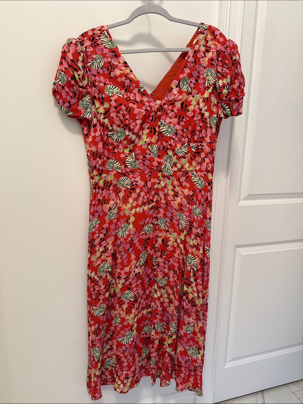 Saloni Red Sea Shell print dress